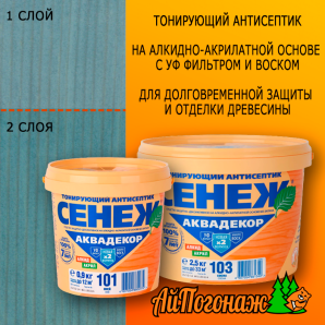Антисептик Сенеж Аквадекор №116 лагуна 0,9 л (до 12 м2)