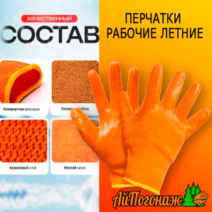 Перчатки рабочие нейлоновые Цитрон с песочным полимерным покрытием (лето)