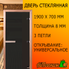 Стеклянная дверь для бани 1900*700*8 мм графит матовая "Затмение" (коробка листв)